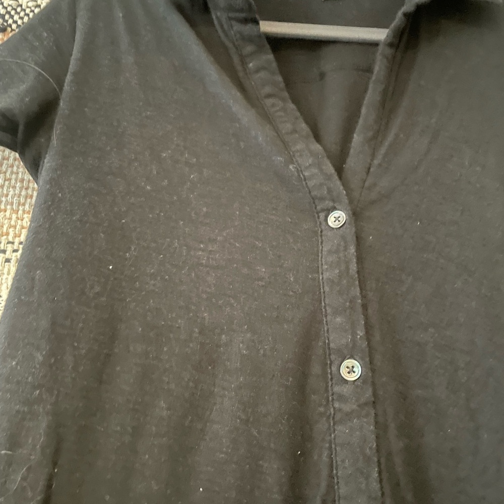 James Perse Black Casual Shirt Midi Dress - Picture 3 of 6